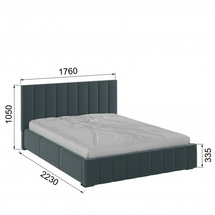 Нега Кровать интерьерная 160 серый, ортопед