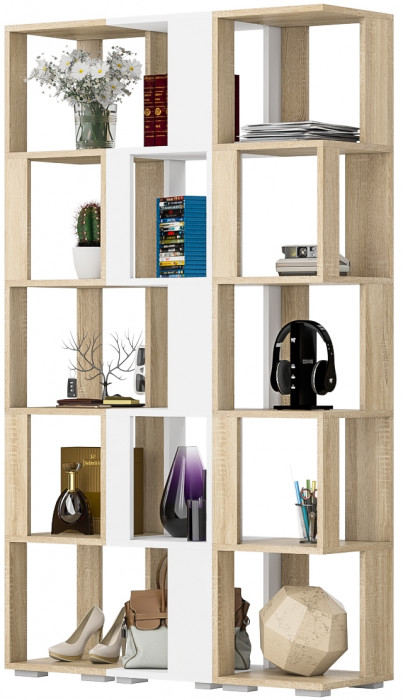 Стеллаж СВК 3 шт., цвет дуб сонома/белый, ШхГхВ 105х35х179 см.(дуб сонома 2 шт. + белый 1 шт.)