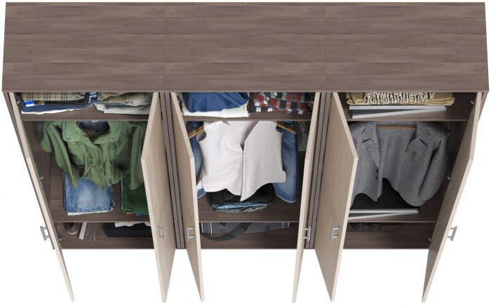 Три шкафа для одежды Домино 2-3430бод.тем/св, цвет бодега тёмный/бодега светлый, ШхГхВ 180х36х202 см.