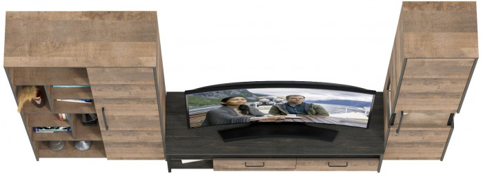 Трувор Гостиная 020, цвет дуб гранж песочный/интра, ШхГхВ 287,6х45,4х210 см., универсальная сборка