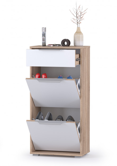 Куба Комод 13.114, цвет дуб сонома/белый премиум, ШхГхВ 50х28,3х101,6 см.