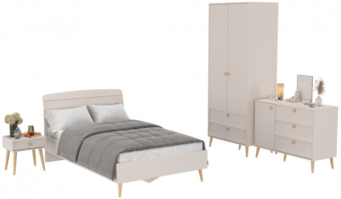 Афина Спальня 23-1200, цвет кашемир серый, сп.м. 1200х2000 мм., б/м, основание есть - фанера