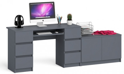 Мори Стол компьютерный МС-2 + Тумба МА900.1, цвет графит, ШхГхВ 225,8х50,4х76,6 см., универсальная сборка