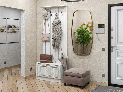 Прихожая Стиль-01 Шале, Белый/Дримлайн белый, 80×38×207 см