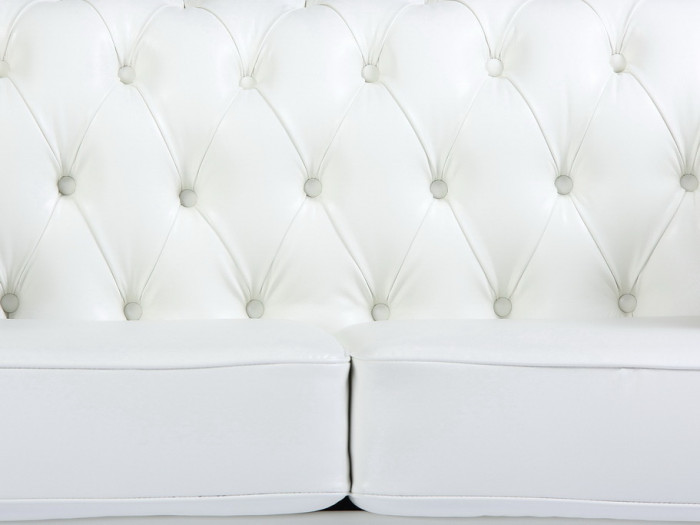 Диван кожаный белый, прямой 2-х местный, для дома, офиса, гостиной, кабинета Честер