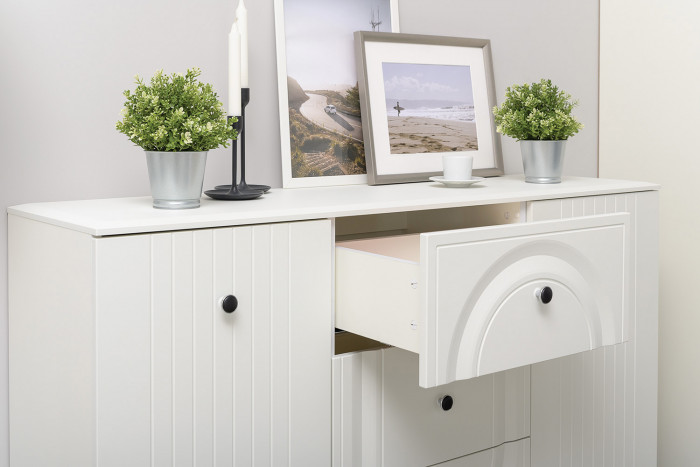 Валенсия Гостиная № 109, ЛДСП белый шагрень/МДФ белый шагрень