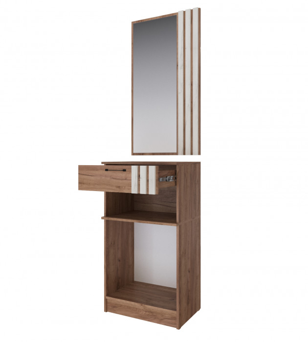 Кано Тумба с зеркалом КПТ дуб крафт табачный/дуб крафт белый