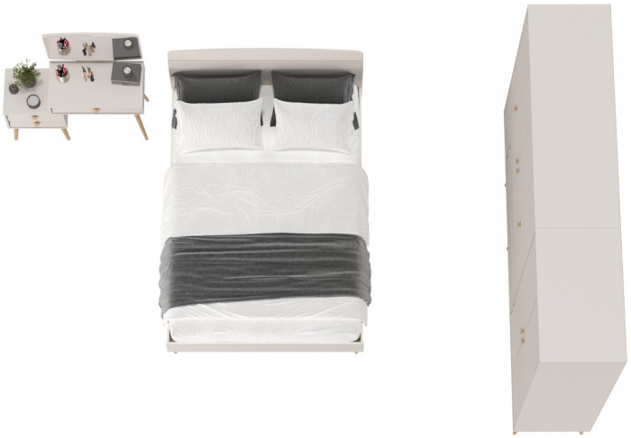 Афина Спальня 20-1400, цвет кашемир серый, сп.м. 1400х2000 мм., б/м, основание есть - фанера