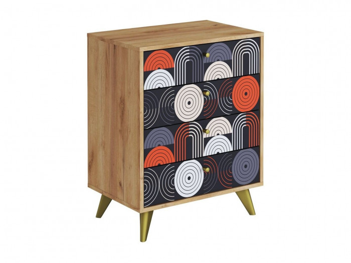 Фьюжн Комод КМ-001, Дуб Крафт золотой / VINIL