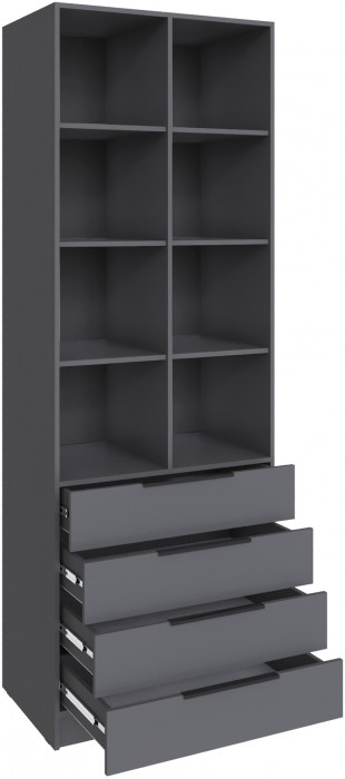 Стеллаж Мадрид (0,8) с 4 ящ., Графит серый