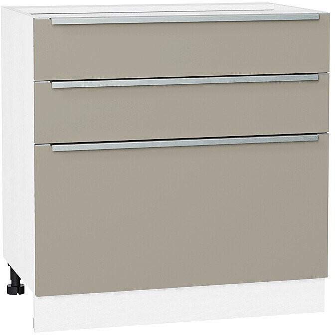 Кухонный гарнитур угловой Фьюжн-04, МДФ, 250×180 см, Белый/Серый шелк/Белый шелк (Снежный мрамор)