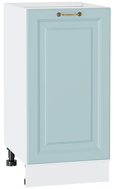 Кухонный гарнитур угловой Ницца-04, МДФ/Стекло, 320×270 см, Белый/Голубой (Редондо)