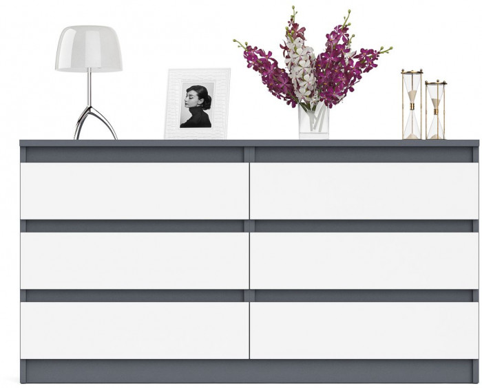 Мори Комод МК1380.6, цвет графит/белый, ШхГхВ 138х41х73 см.