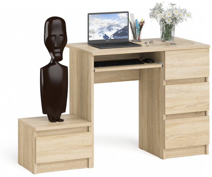 Мори Стол компьютерный МС-6 правый + Тумба ТМП400.1, цвет дуб сонома, ШхГхВ 130,4х50х76,6 см., выдвижные ящики справа, НЕ универсальная сборка