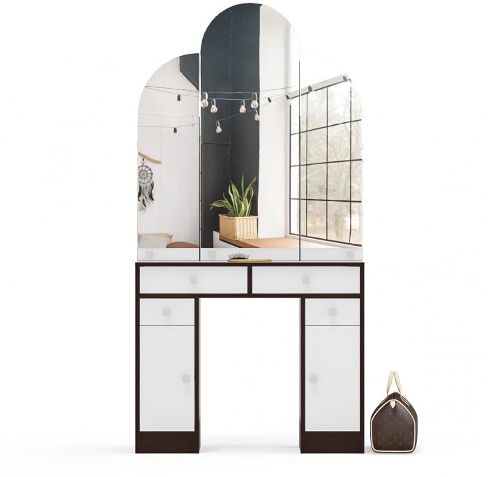 Туалетный столик Трельяж МД №2, венге/белый шагрень