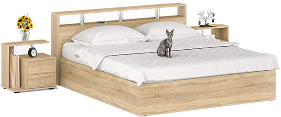 Камелия Кровать 1800 + две тумбы, дуб сонома