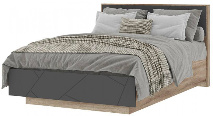 Даллас КР 03 Кровать 1,4х2,0 (1468х986х2090) дуб каньон/МДФ софт графит