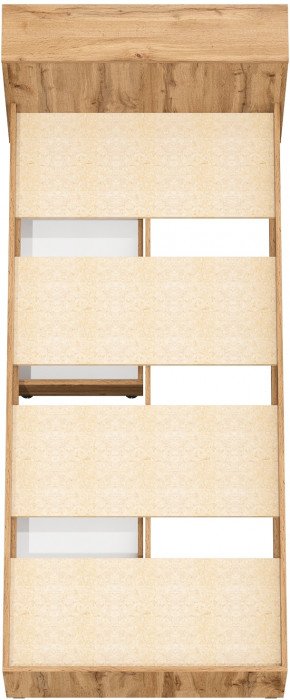 Ксения Кровать с ящиками 0900, цвет дуб вотан/белый, ШхГхВ 96,4х221,6х72 см., сп.м. 900х2000 мм., без матраса, основание есть, ун. сб.