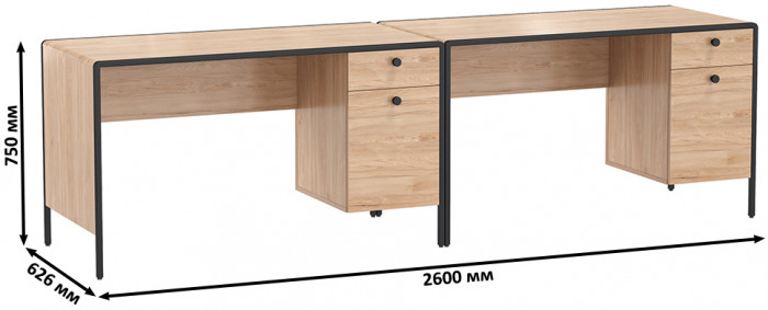 Брюс Стол письменный 12.157 + Стол письменный 12.157, цвет чёрный/Battle rock Santiago/столешница МДФ ель карпатская, ШхГхВ 260х62,6х75 см., ун. сб.