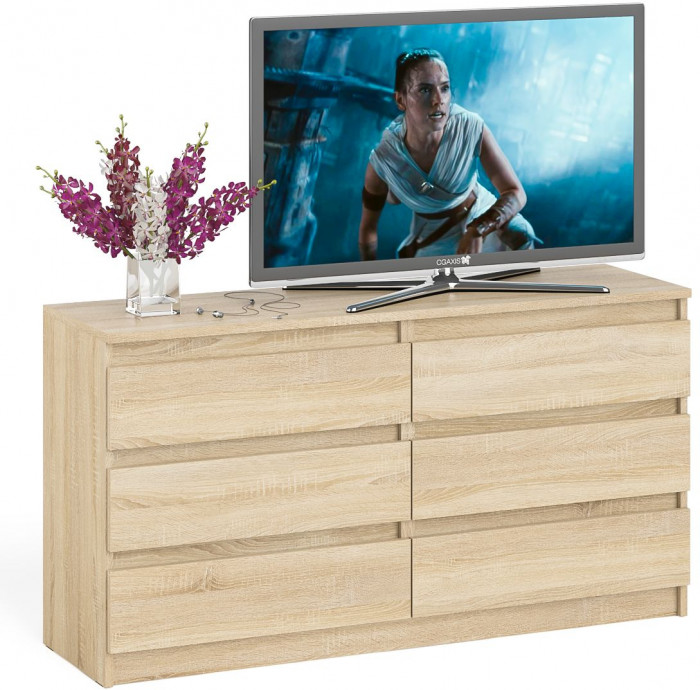 Мори Комод МК1380.6, цвет дуб сонома, ШхГхВ 138х41х73 см.