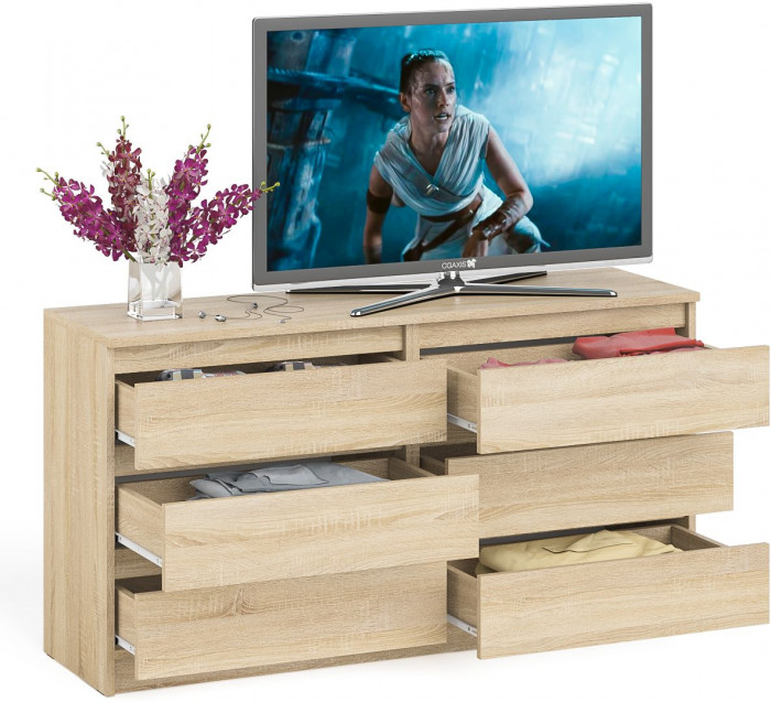 Мори Комод МК1380.6, цвет дуб сонома, ШхГхВ 138х41х73 см.