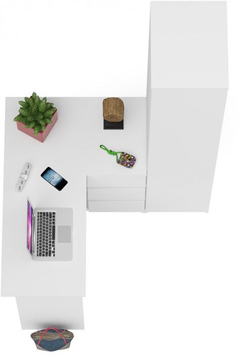 Мори компьютерный стол МС-16 правый + Пенал МШ400.1, белый