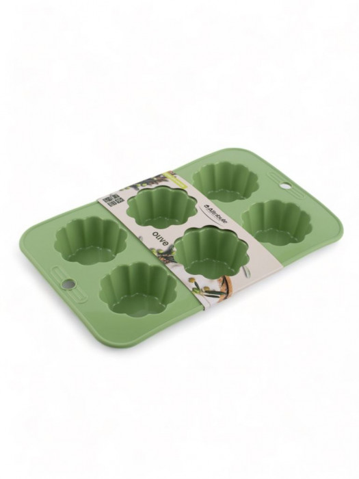 Форма для кексов OLIVE 6 ячеек (18,2*28*3,5) Зеленый, ABO028
