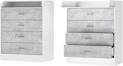 Комод раскладной Бриз ЛДСП, Белый/Цемент Светлый