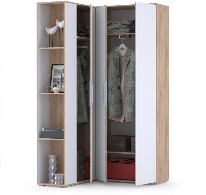 Куба Прихожая 10, цвет дуб сонома/белый премиум, ШхГхВ 118х107,3х210,6 см., универсальная сборка