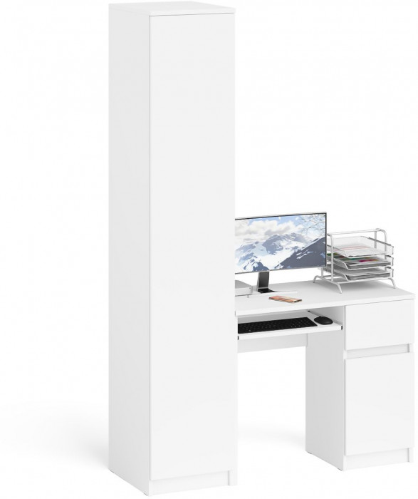 Мори Стол компьютерный МС-1 правый + Пенал МШ400.1, цвет белый, ШхГхВ 130,4х50,4х209,6 см., выдвижной ящик справа, НЕ универсальная сборка