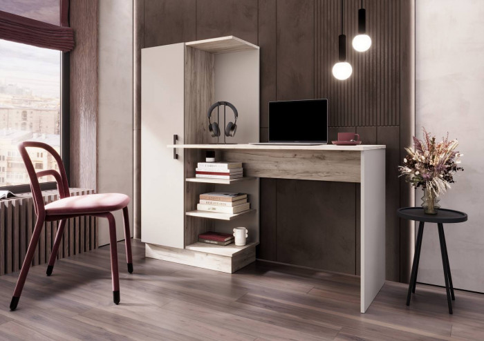 Стол компьютерный №1, Крафт серый/Кашемир