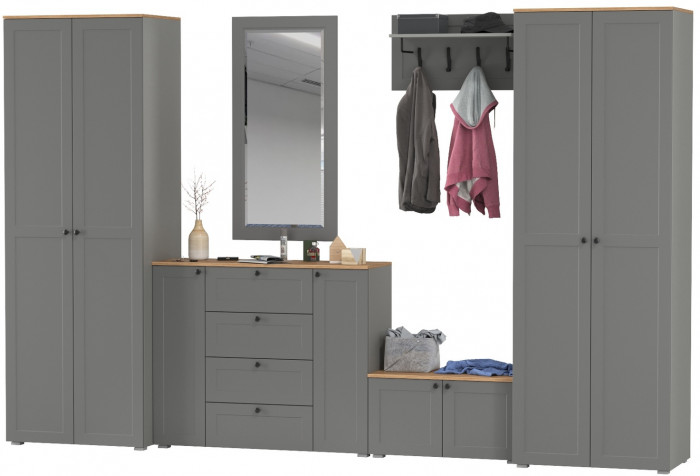 Остин Прихожая 54, серый графит/дуб крафт золотой