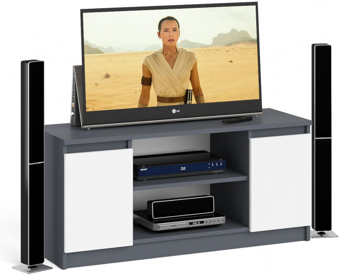 Мори Тумба ТВ МТВ1200.1, цвет графит/белый, ШхГхВ 120,4х41х54,6 см.