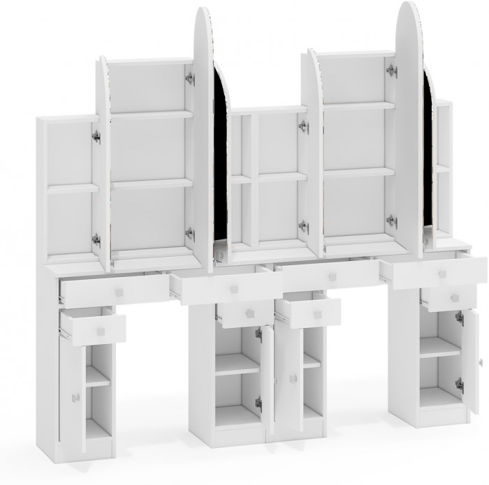Два туалетных столика Трельяжа МД №2, белый шагрень