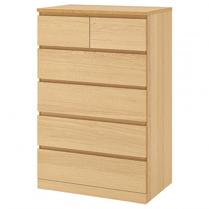 Комод MALM IKEA 80x123х48 (6 ящиков) Бук Бавария 0381 PR 80*48*123 см, Бук Бавария   Фиеста