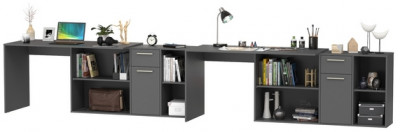 Лайт Стол письменный 03.245.01 + 03.245.01, цвет тёмно-серый, ШхГхВ 342,9х136,2х75,2 см.(угловой) или 407,4х60х75,2 см.(прямой), универсальная сборка