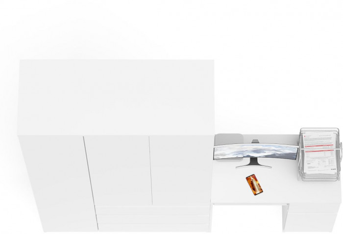 Мори компьютерный стол МС-1 правый + Шкаф МШ1200.1, белый