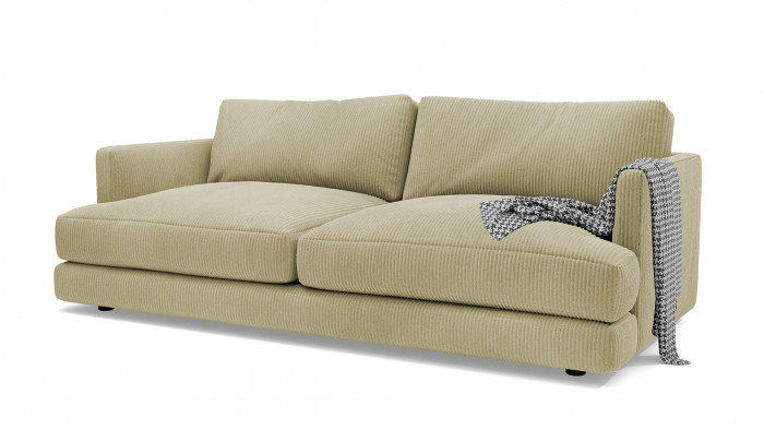 Диван Ибица Cilium Cream 215*116*93 см, Светло-зеленый Вельвет Еврокнижка Фиеста