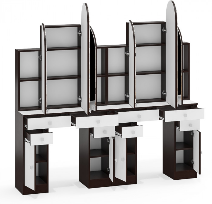 Два туалетных столика Трельяжа МД №2, венге/белый шагрень