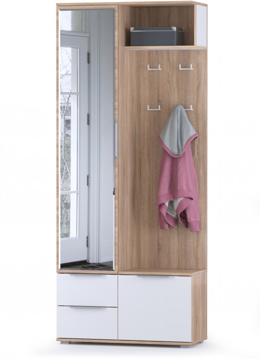 Куба Прихожая 12, цвет дуб сонома/белый премиум, ШхГхВ 204,2х107,3х210,6 см., универсальная сборка