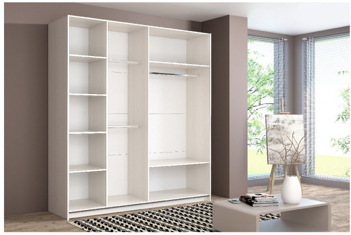 Шкаф-купе Иннэс-5 2000 Ф4/Ф4, Белый глянец