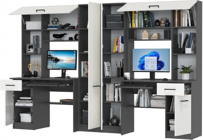 Два стола рабочих 6-0603Мграф/бел Альфа, графит/белый