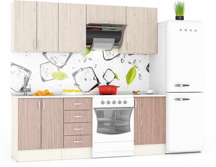 Кухня Мери 05 ШВ600+ШВ400+ШВв600+ШВ500+ШН600+ШН4Я400+ШН500, дуб/ясень шимо светлый/ясень шимо тёмный