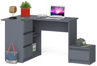 Мори компьютерный стол МС-16 левый + Тумба ТМП400.1, графит