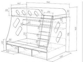 Дельта-20.01 Детская двухъярусная кровать с лестницей (Розовый, Ясень шимо светлый)
