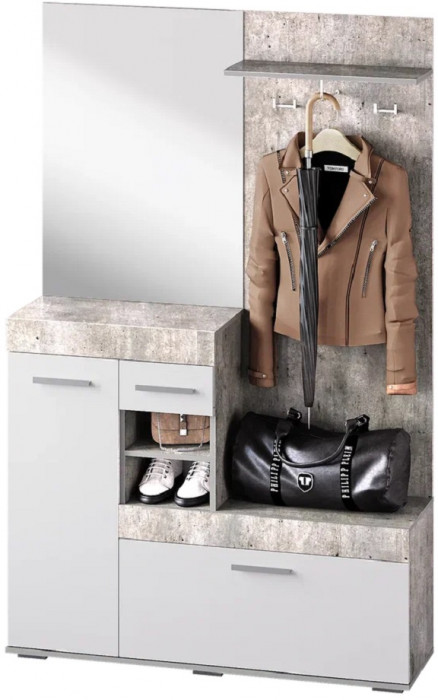 Прихожая Инстайл, бетон/белый