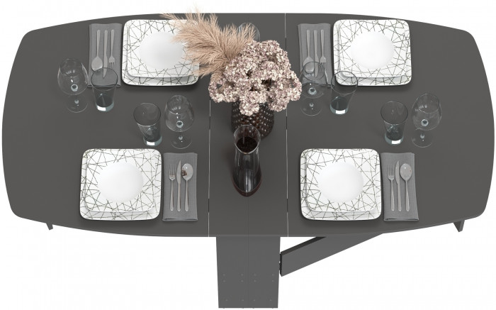 Стол-книжка 1-66граф, цвет графит, ШхГхВ 30х88х74 см. сложенный, разложенный три размера: 90/169/228х88х74 см.