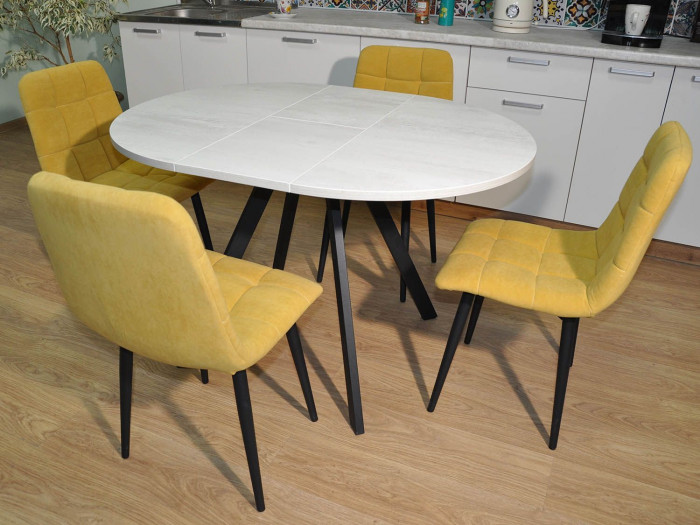 Обеденная группа Нарди / Стул Х 4 шт. / Бетон белый/черный / бид 43