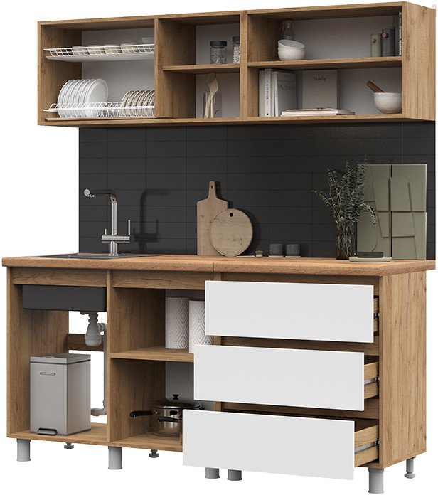 Кухня Хелен 1,7 дуб крафт золото/белый