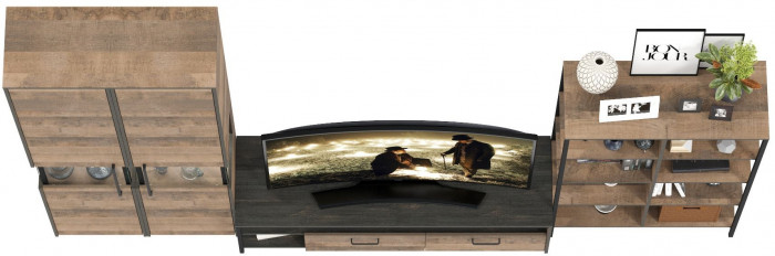 Трувор Гостиная 030, цвет дуб гранж песочный/интра, ШхГхВ 329,4х45,4х210 см., универсальная сборка